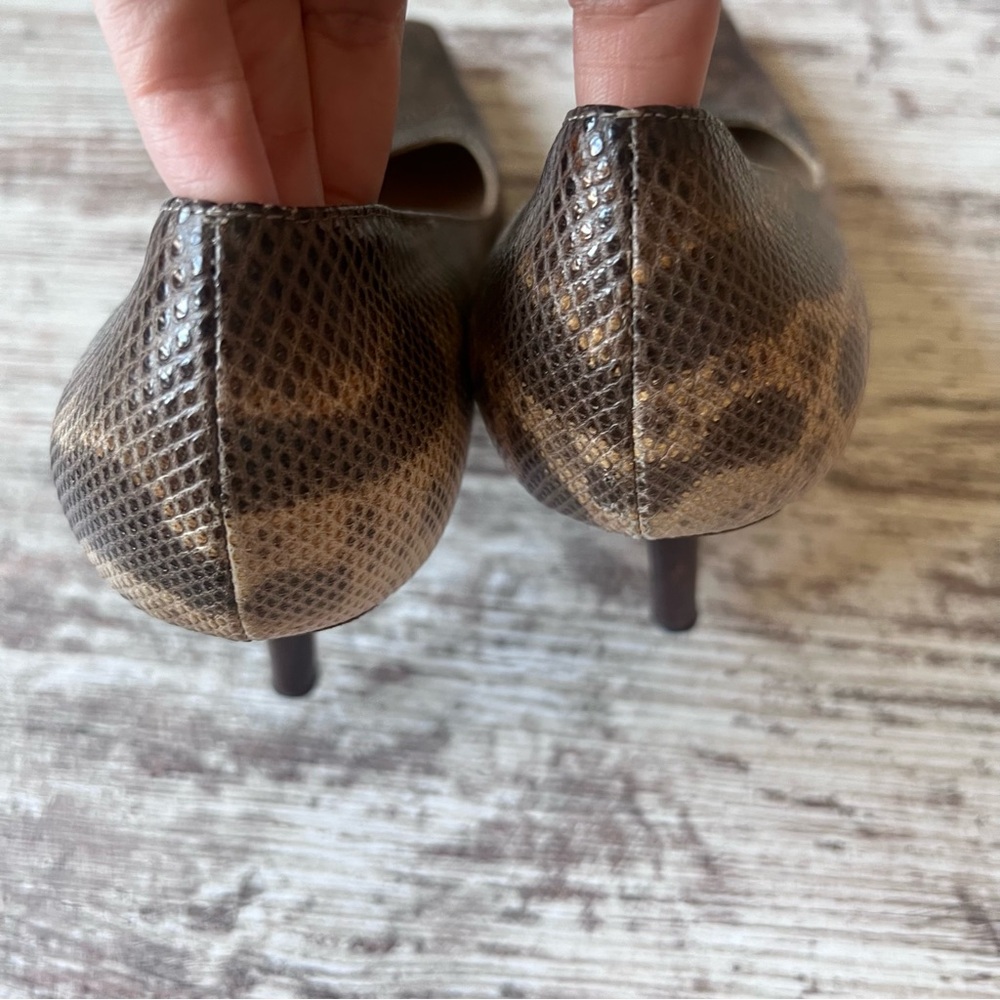 Gucci Brown Beige Snakeskin Leather Python Print Pointed Toe Pumps Heels - Picture 4 of 12